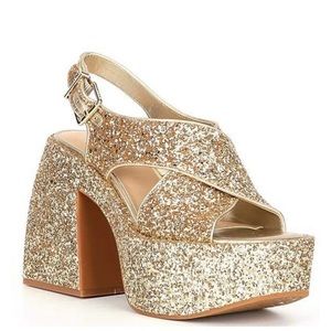 GB Friday Nite Women’s Glitter  GoldDress Sandals Platform